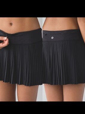 Lululemon Pleat To Street Mini Athletic Black Tennis Running Skirt
